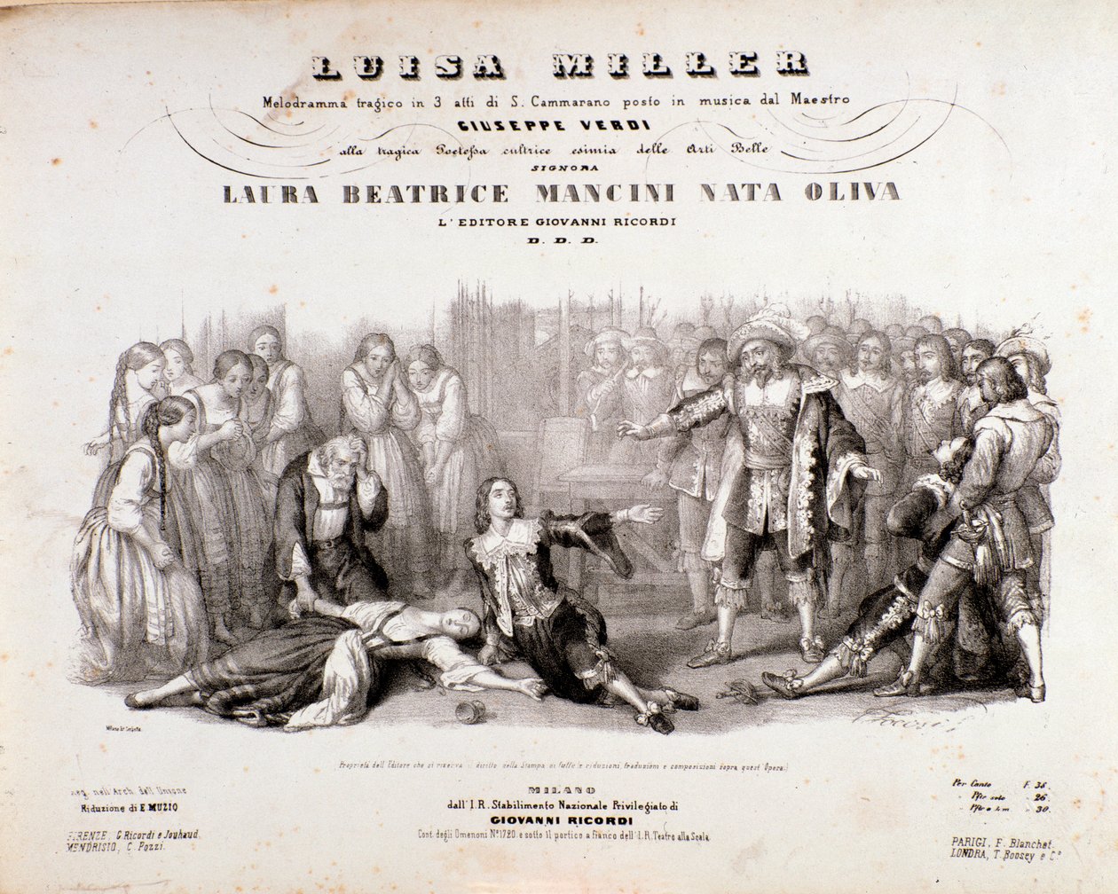 Frontispice av musikalsk partitur av Luisa Miller, opera av Giuseppe Verdi av Anonymous Anonymous