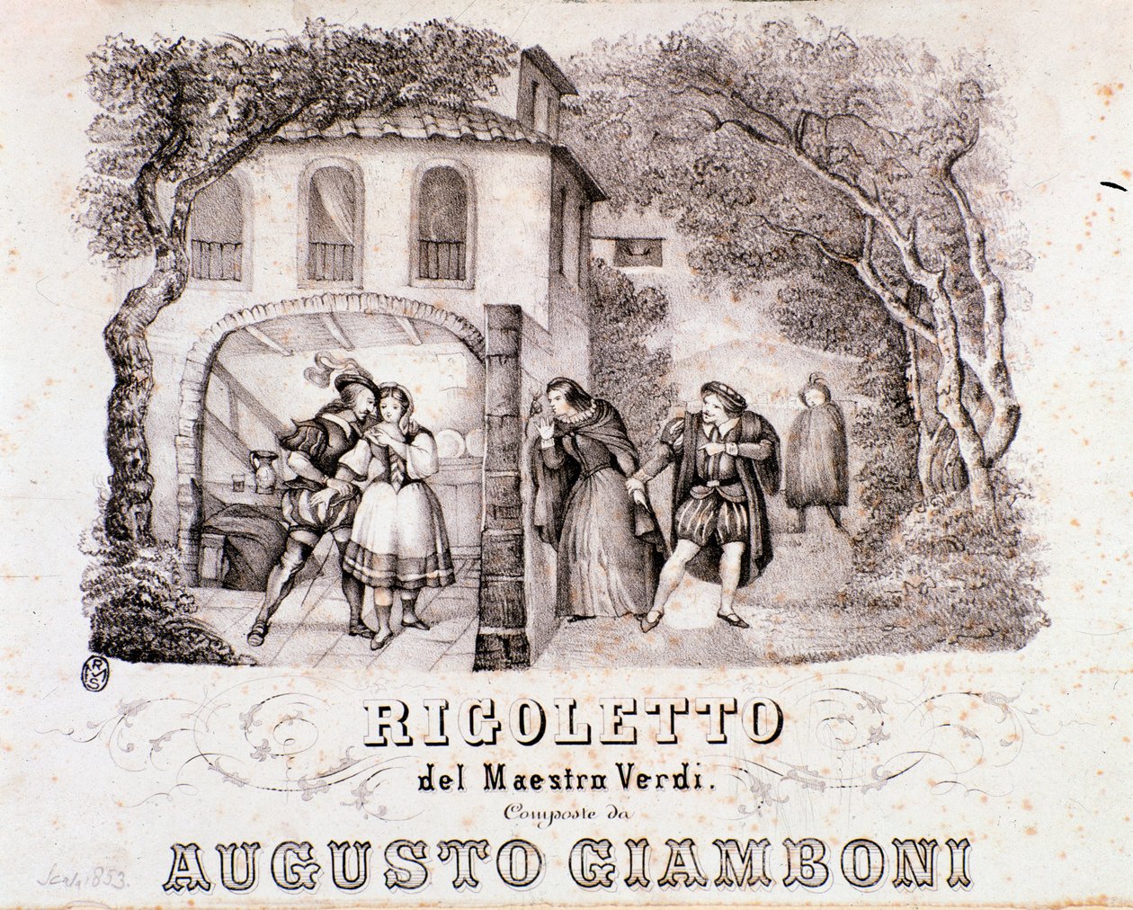 Frontispice av musikalsk partitur av Rigoletto-operaen av Giuseppe Verdi av Anonymous Anonymous