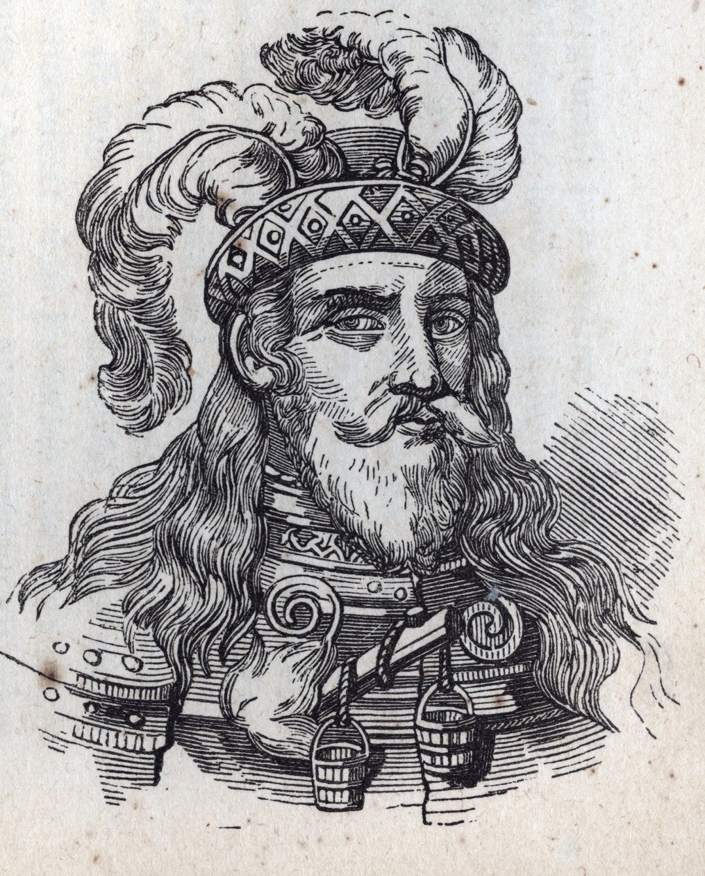 Galeazzo ifølge Visconti - Portrett av Galeas II Visconti - Galeazzo II Visconti - 1320-1378 -gravering - av Anonymous Anonymous