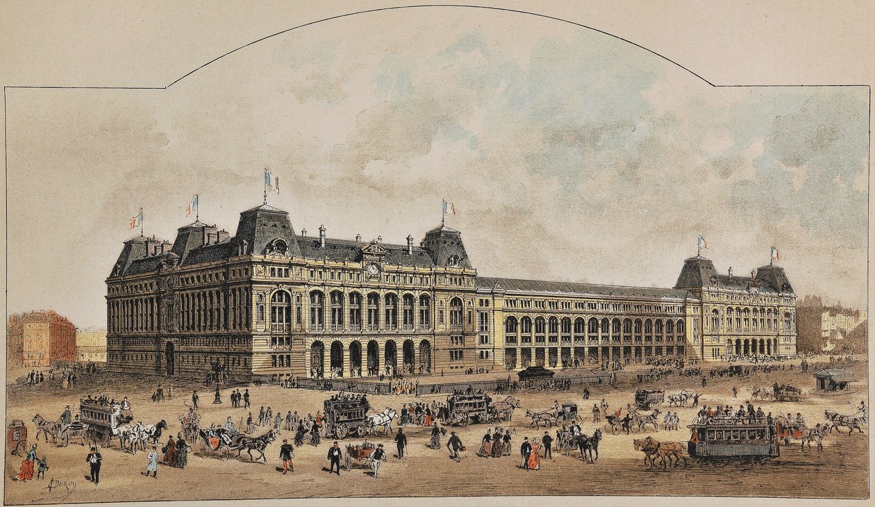 Gare Saint-Lazare (Saint Lazare) in 1887 by Auguste Victor Deroy (1825-1906). Engraving from 1887 in “” Paris-Illustrous journal weekly””. av Anonymous Anonymous