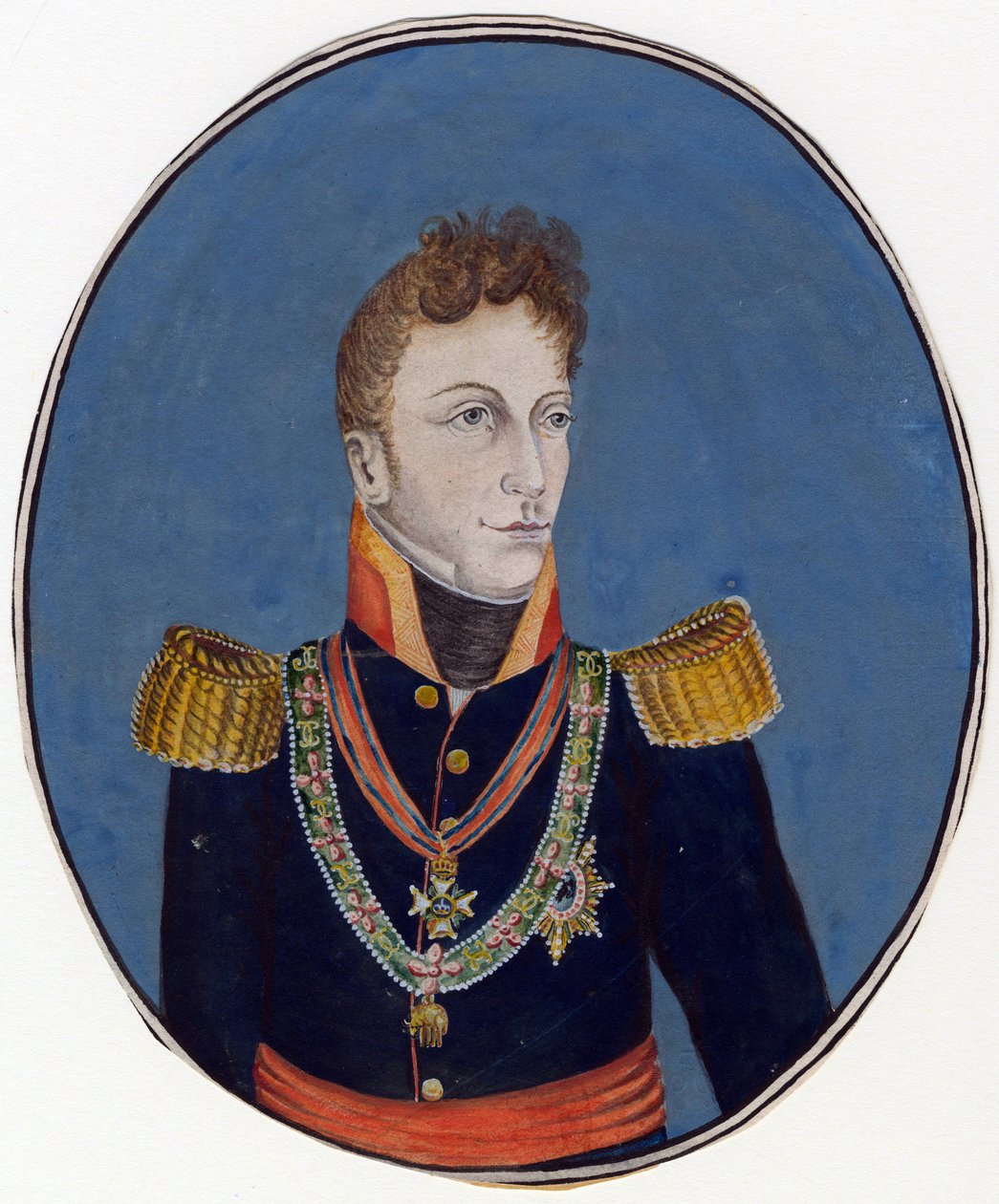 Gebhard Leberecht von Bluecher (Blucher) (1742-1819) prins de Wahlstatt et general prussien - Anonym - ca. 1800 - Akvarell på papir - 17,4x14,2 - Privat samling av Anonymous Anonymous