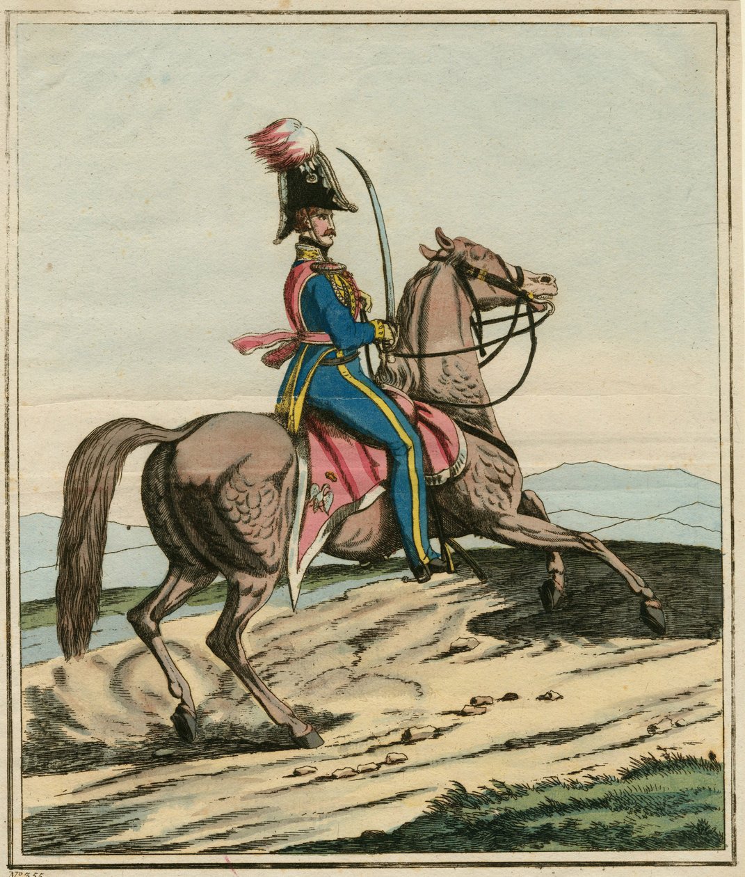 General Jozef Dwernicki (1779-1857), polsk general som deltok i novemberopprøret eller den polsk-russiske krigen 1830-1831 - Anonym - 1831 - Etsning, akvarell - 33,7x26,3 - Privat samling av Anonymous Anonymous