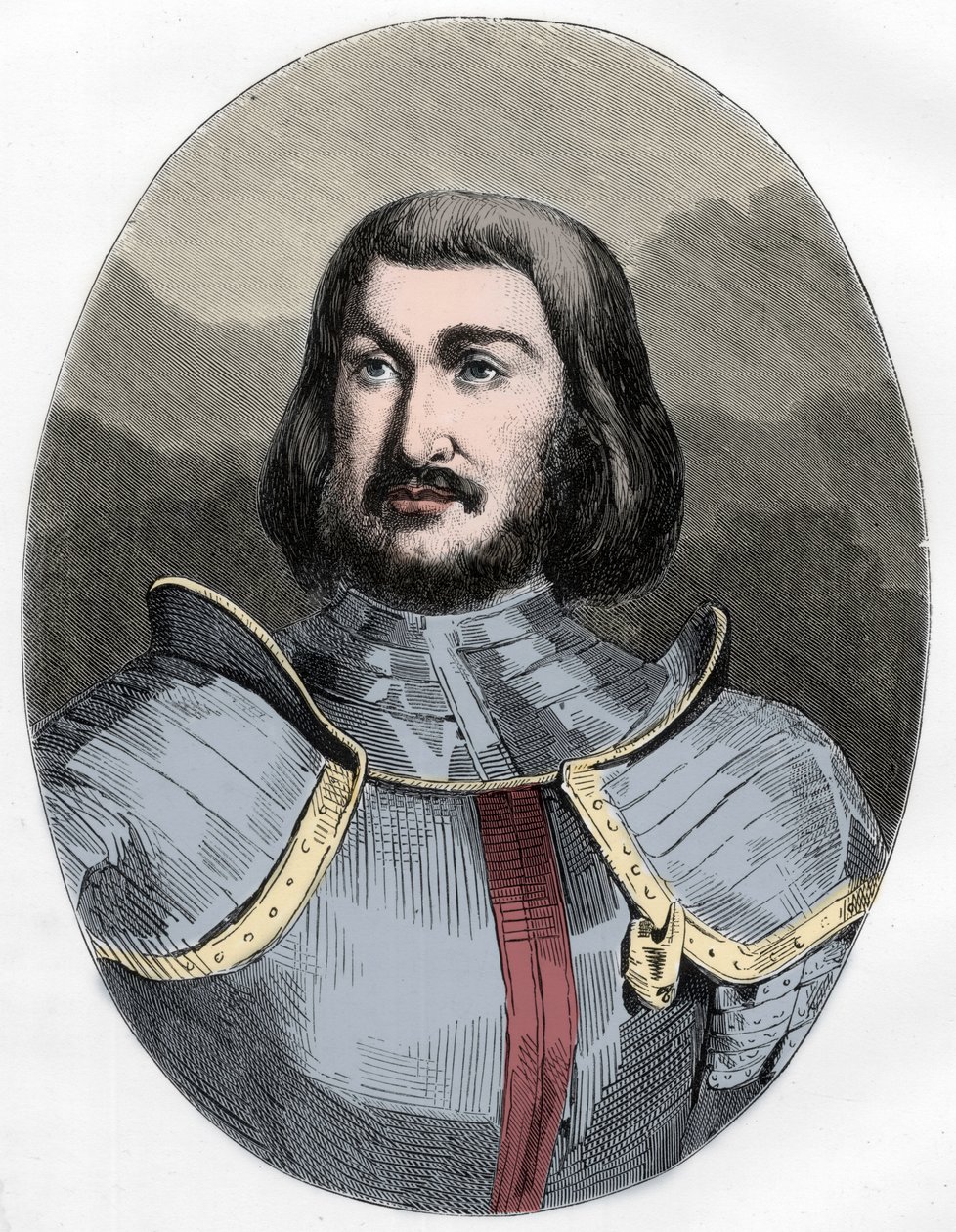 Gilles de Laval, Lord of Rais (1404-1440) - Portrett av Gilles de Rais (Retz ou Rays) (1404-1440), ledsager i armene til Jeanne d