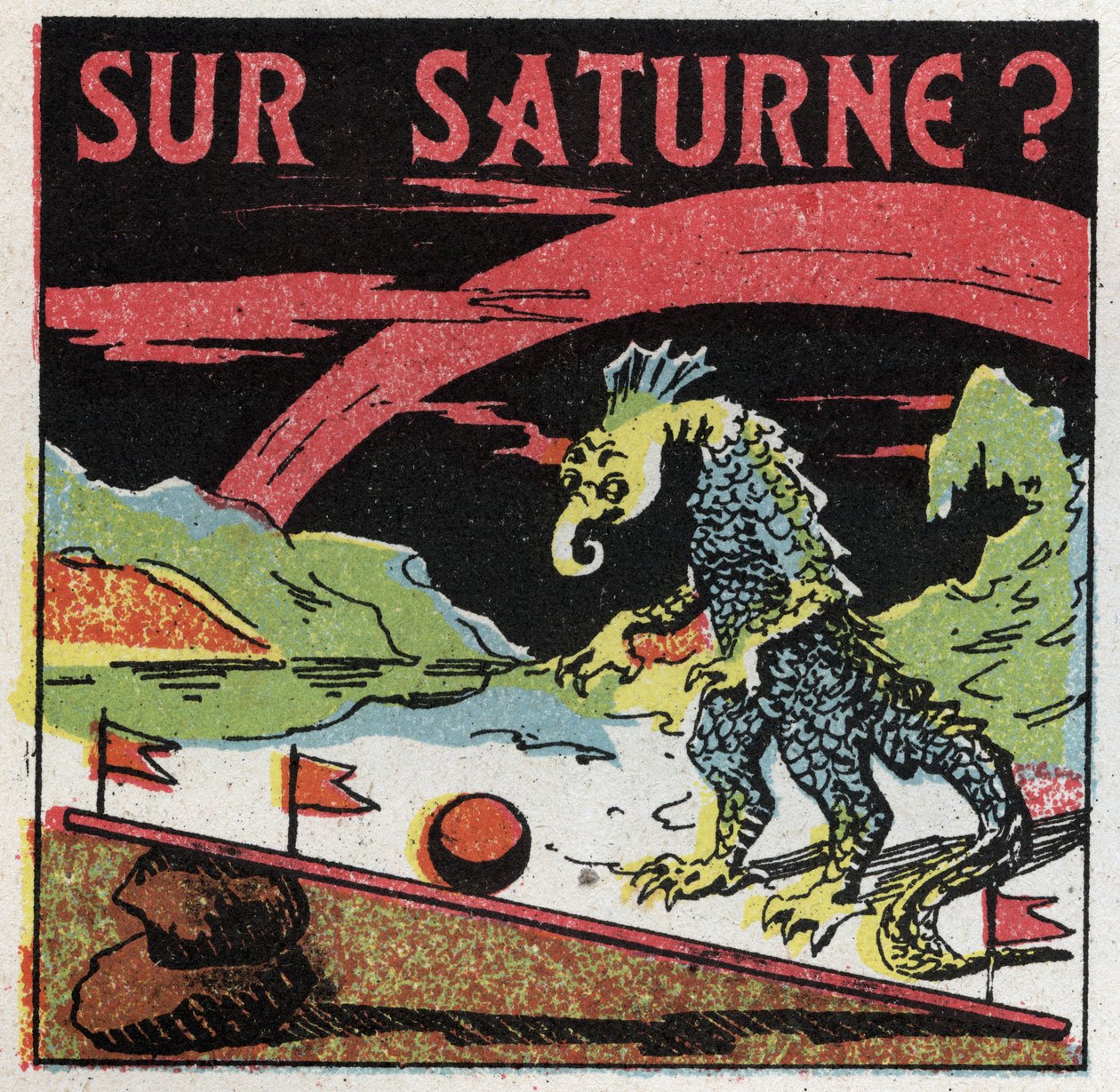 Nåde: mål på masse på Saturn. Anonym illustrasjon av 1925. Privat samling. av Anonymous Anonymous