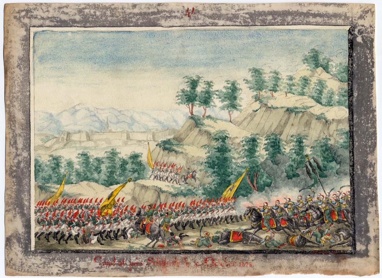 Guerre russo-turque de 1828-1829 - Beleiringen av Shumen-festningen i 1828 - Anonym - 1829 - Akvarell på papir - 22x30 - Privat samling av Anonymous Anonymous