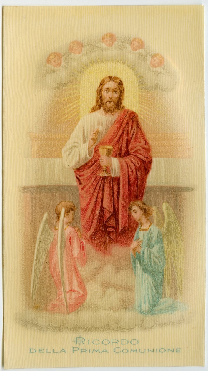 Hellig bilde: Første nattverd, Jesus holder verten (trykk) av Anonymous Anonymous