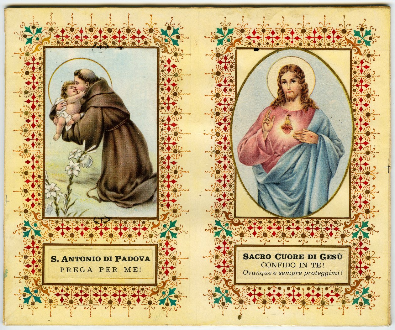 Hellig bilde: St Antonius av Padua og Jesus med hellig hjerte (trykk) av Anonymous Anonymous