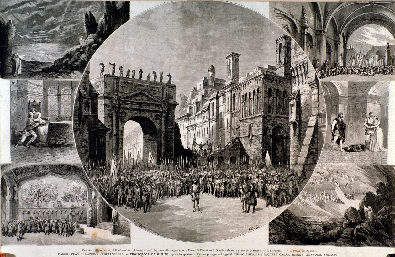 Illustrasjon for Francesca da Rimini, verk av Ambroise Thomas av Anonymous Anonymous
