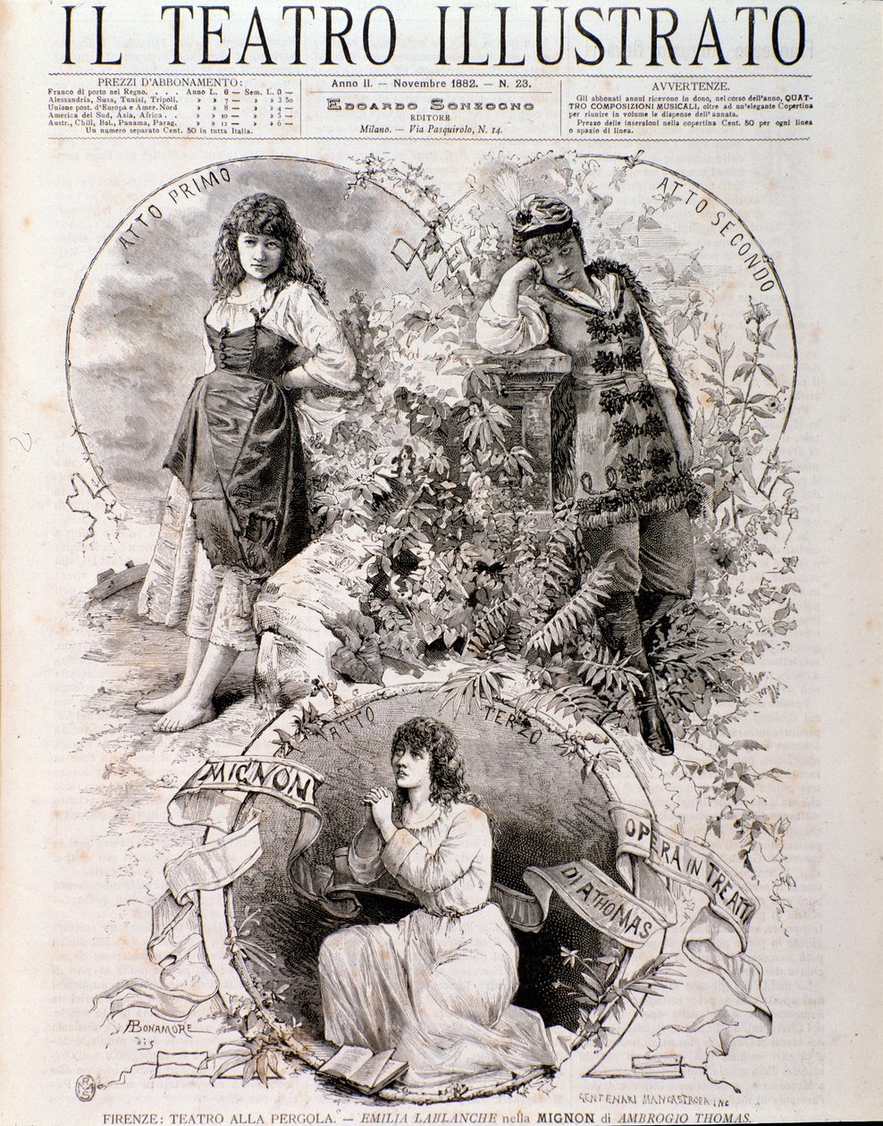 Illustrasjon for Mignon, opera av Ambroise Thomas (gravering av Anonymous Anonymous
