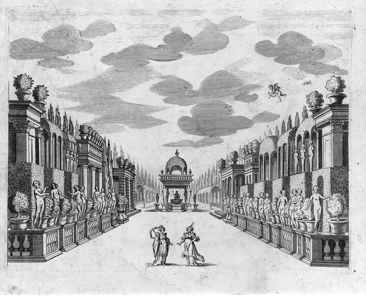 Illustrasjon for scene 4 i akt II av operaen i 5 akter "" Bellerofonte"" av Francesco Sacrati. Dekor av Jacopo Torelli av Anonymous Anonymous