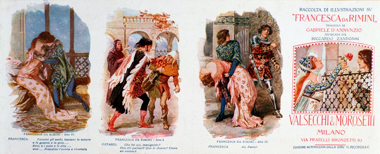 Illustrasjoner for Francesca da Rimini, verk av Zandonai av Anonymous Anonymous