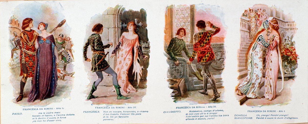 Illustrasjoner for Francesca da Rimini, verk av Zandonai av Anonymous Anonymous