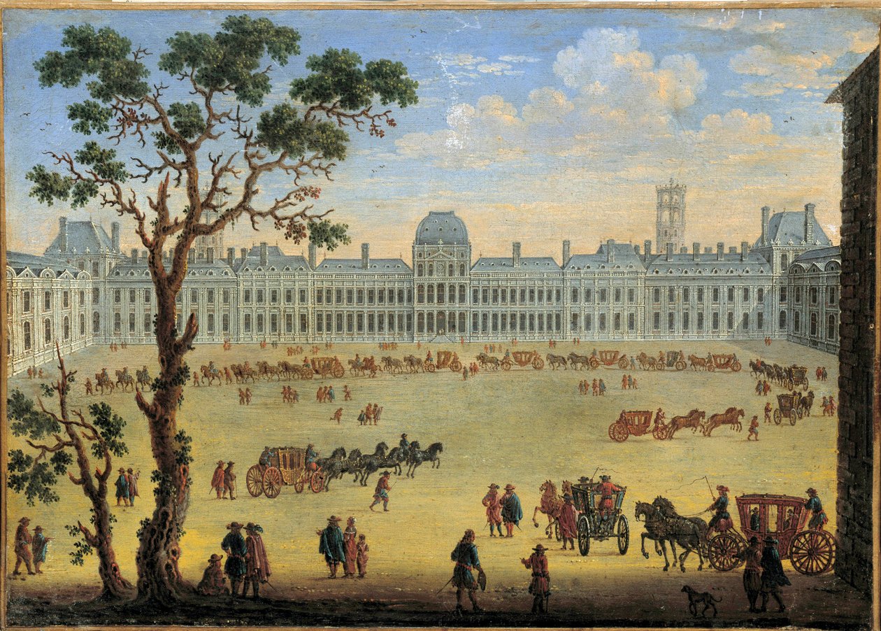 Fantasifull utsikt over palasset og Tuileries Park Anonym maleri. 17. århundre. Dim. 0,35x0,49 m. av Anonymous Anonymous