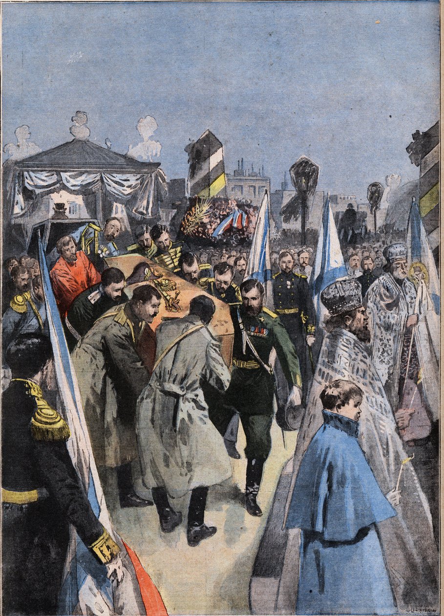 I St. Petersburg (St. Petersburg) i Russland: begravelsen til storhertug Aleksandrovich (Aleksei Aleksandrovich Romanov) av Anonymous Anonymous