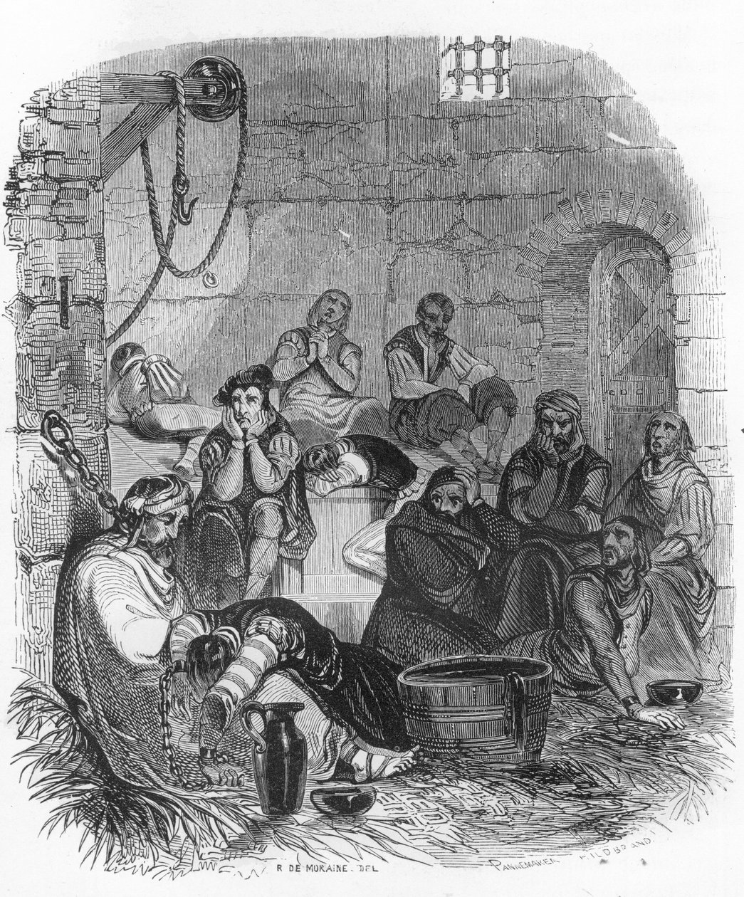 Interiør i et inkvisisjonsfengsel - Illustrasjon i "" Mysteres of the Inquisition and Other Secret Societies of Spain"" Av Victor de Fereal, Suberwick, Manuel Galo de Cuendias. Utgitt av P. Boizard av Anonymous Anonymous