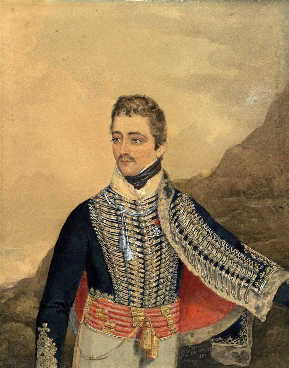 Jozef Antoni Poniatowski (1763-1813) - Prins Jozef Poniatowski - Anonym - 1807 - Akvarell, Gouache på papir - 26,5x21 - Privat samling av Anonymous Anonymous