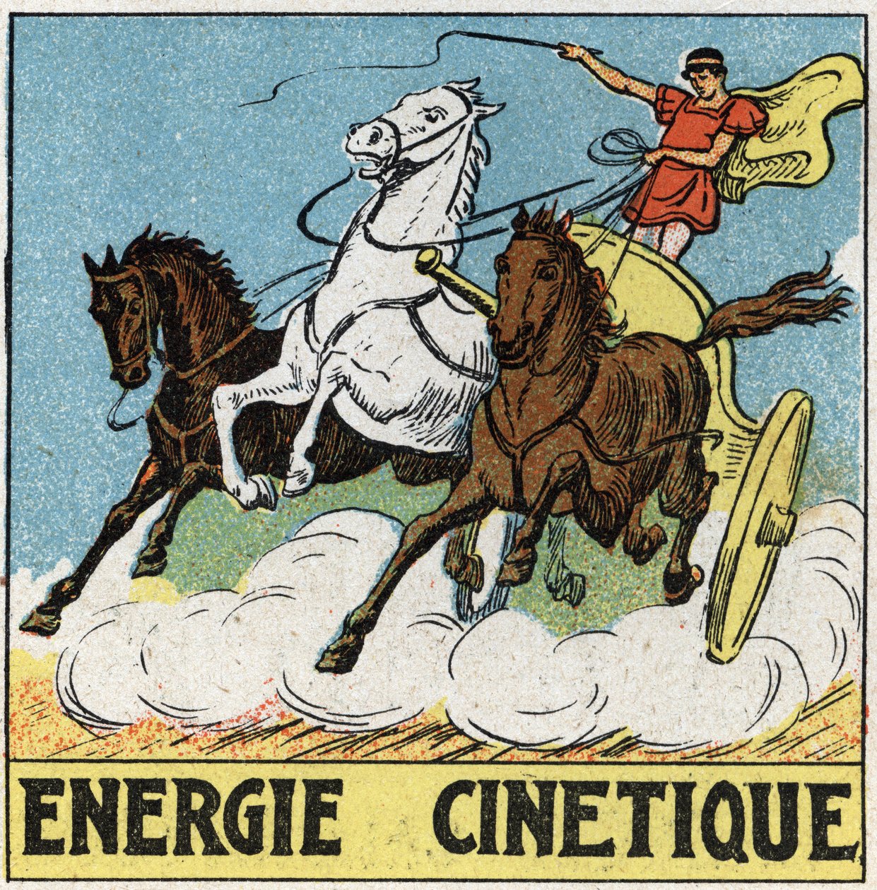 Kinetisk energi: aurige på tidspunktet for Antiquite kjører en tank drar av hester. Anonym illustrasjon fra 1925. Privat samling. av Anonymous Anonymous