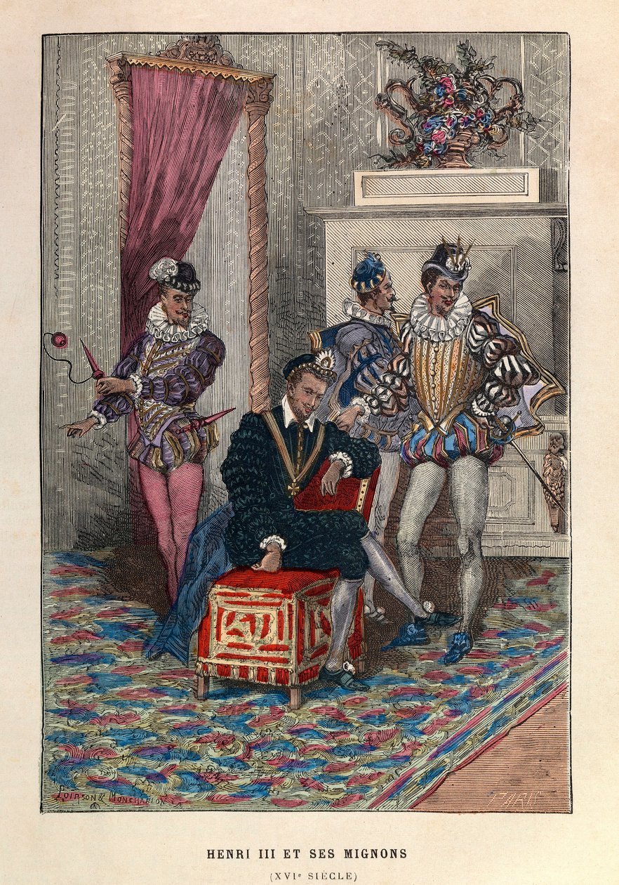 Kong Henry III (1551 - 1589) og hans Mignon - Kong Henry III av Frankrike og hans favoritter 1500-tallet - privat samling av Anonymous Anonymous