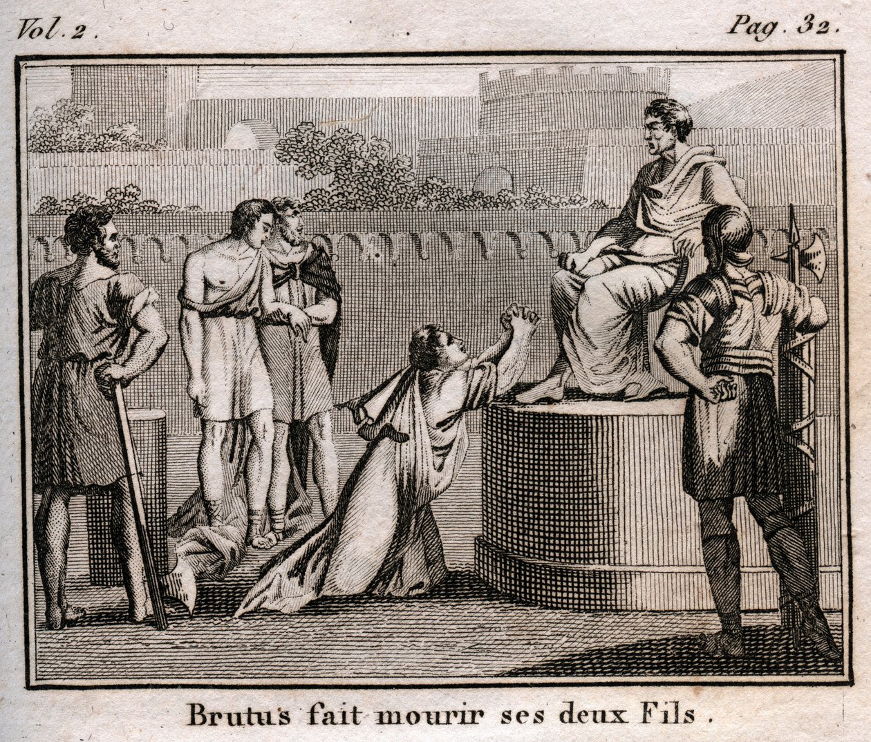 LUCIUS JUNIUS BRUTUS dømmer sine egne sønner til døden for å ha planlagt å gjenopprette Tarquins, de utviste kongene av Roma, 509 f.Kr. av Anonymous Anonymous