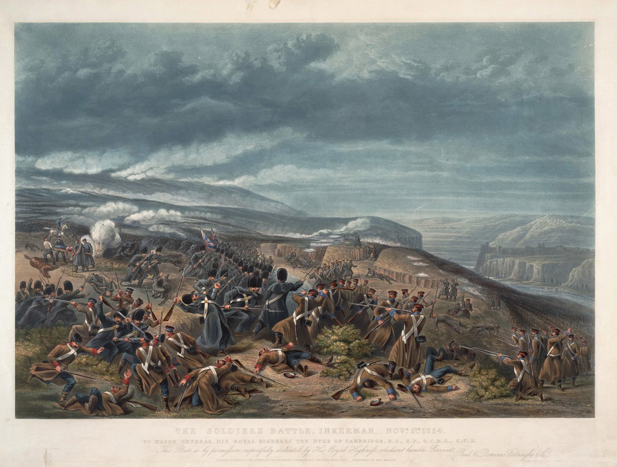Slaget ved Inkerman fant sted 5. november 1854, nær Inkerman, mellom den russiske hæren og en fransk-britisk koalisjon under Krim-krigen - Slaget ved Inkerman 5. november av Anonymous Anonymous