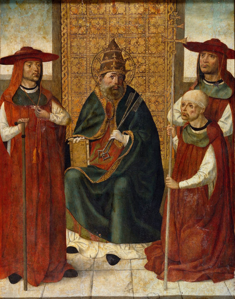 ""Kardinal Pedro Gonzalez de Mendoza ber sammen med St. Peter"" (Kardinal Pedro Gonzalez de Mendoza (1428-1495) ber før St. Peter) Anonymt maleri 1490-1495 Museo del Prado, Madrid av Anonymous Anonymous