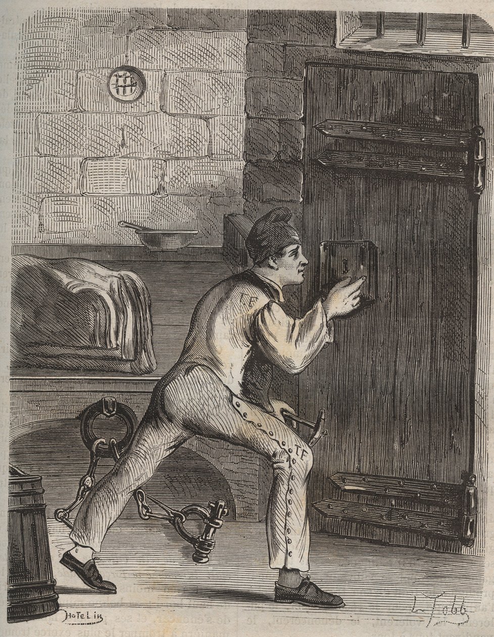 Le convict Blouet - Gravering i "Fangernes historie fra deres skapelse til i dag" (1877) av Pierre Zaccone (1817-1895) (Colonia Penale - Straffekoloni) Privat samling av Anonymous Anonymous