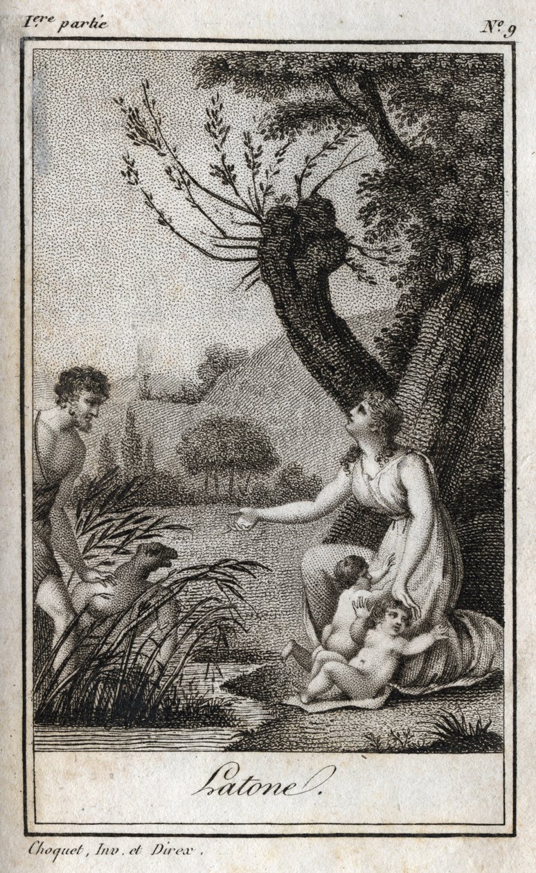 Leto, Letone, Latona, Engraving of 1819 in “” Lettres a Emilie sur la mythologie”” by Charles Albert Demoustier (1760-1801). Private collection. av Anonymous Anonymous