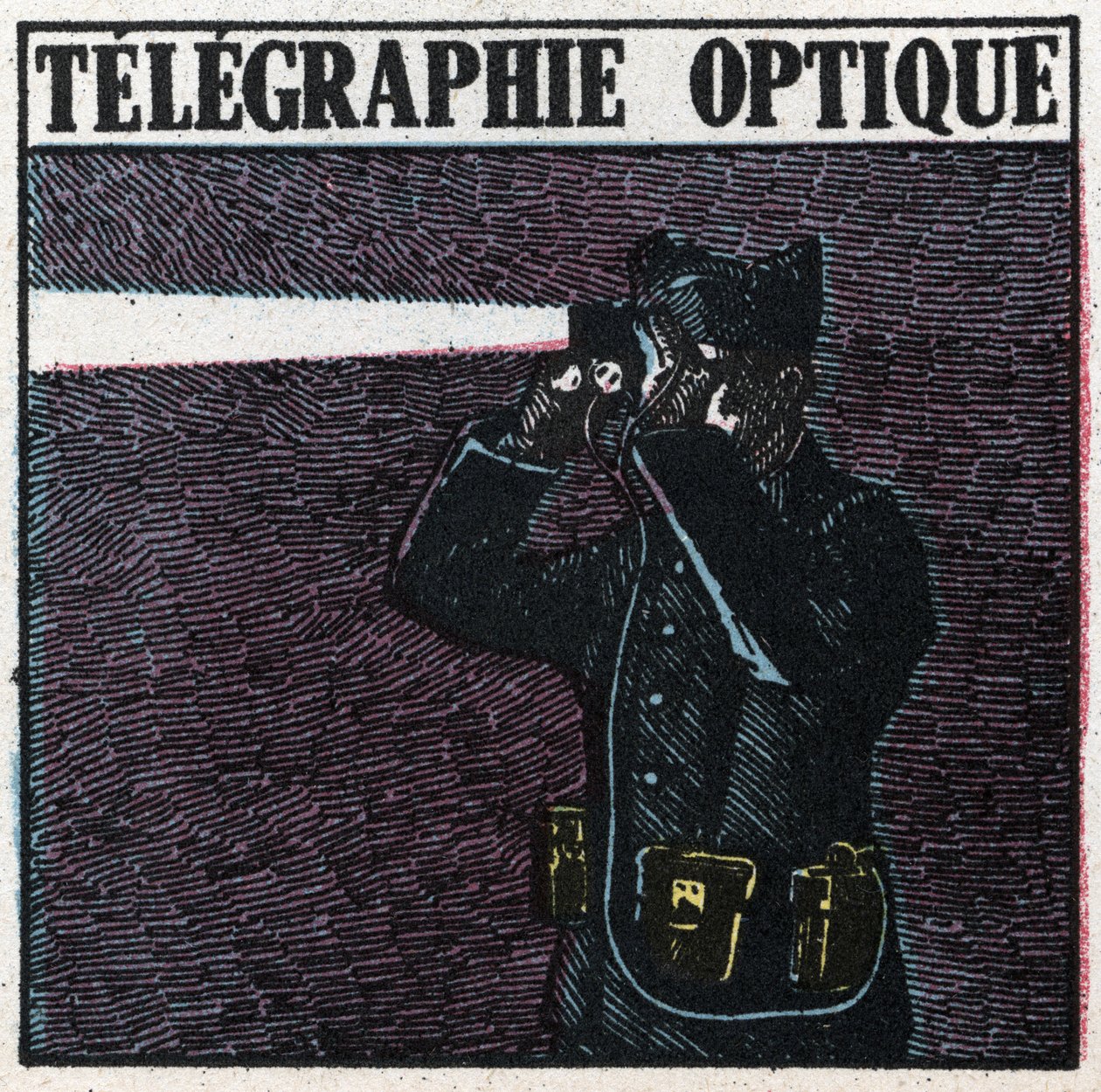 Lyssignaler: optisk telegrafi. Anonym illustrasjon av 1925. Privat samling. av Anonymous Anonymous