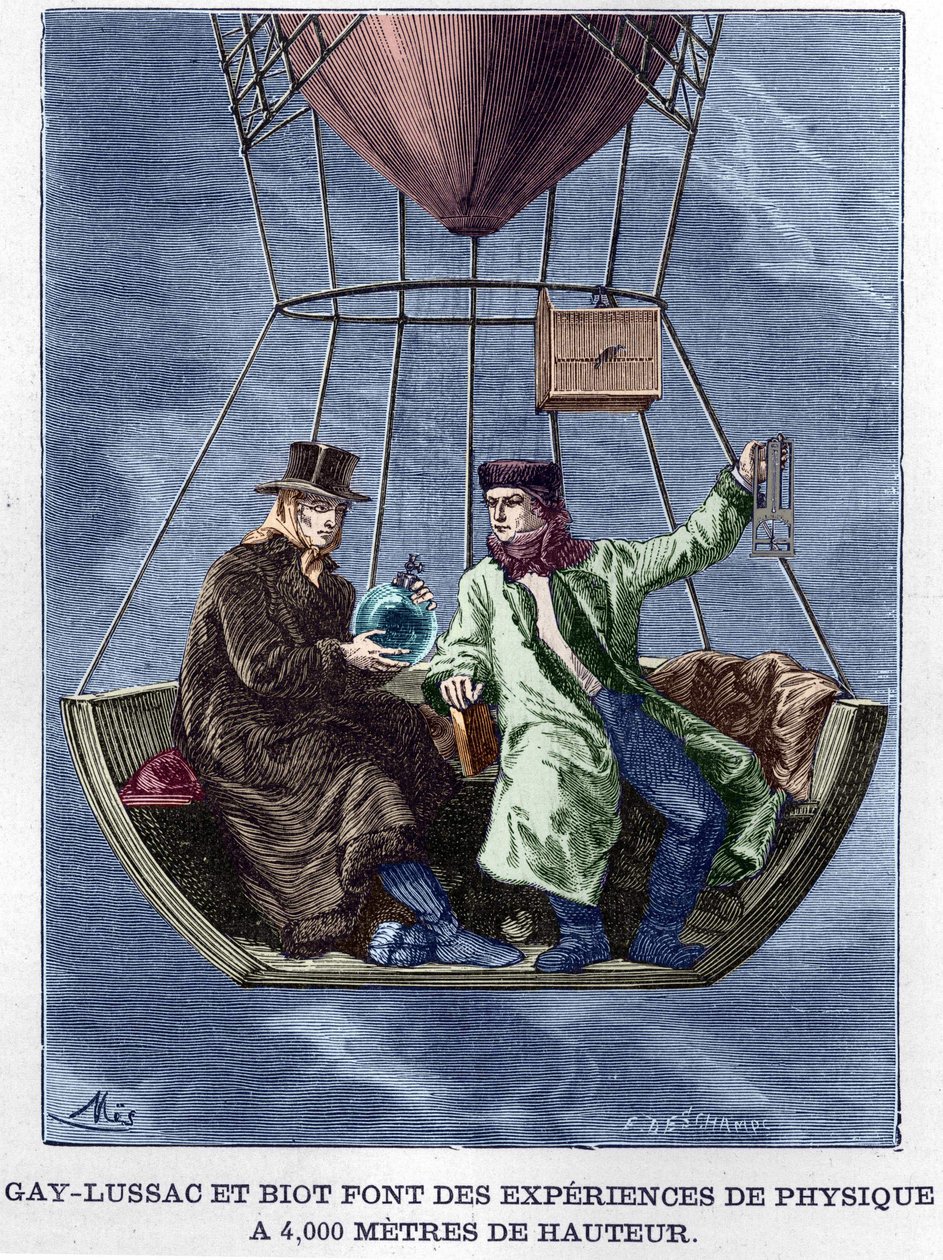 Louis-Joseph Gay-Lussac (Louis Joseph Gay Lussac) og Biot gjør fysikkeksperimenter på 4000 meters høyde - i «Album de la Science; berømte vitenskapsmenn; Store funn""" 1896. av Anonymous Anonymous