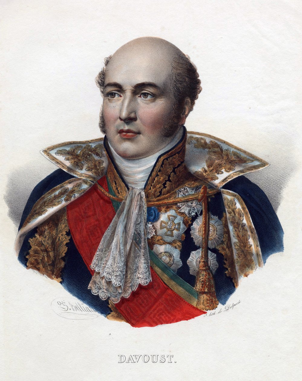 Louis Nicolas (Louis-Nicolas) Davout (1770-1823), marskalk av Frankrike - Anonym - 1835 - Litografi, akvarell - 32x24 - Privat samling av Anonymous Anonymous
