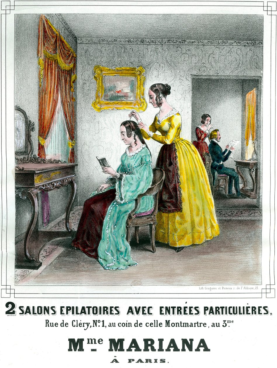 Madame Marianas skjønnhetssalong reklameplakat fra 1800-tallet Privat samling av Anonymous Anonymous