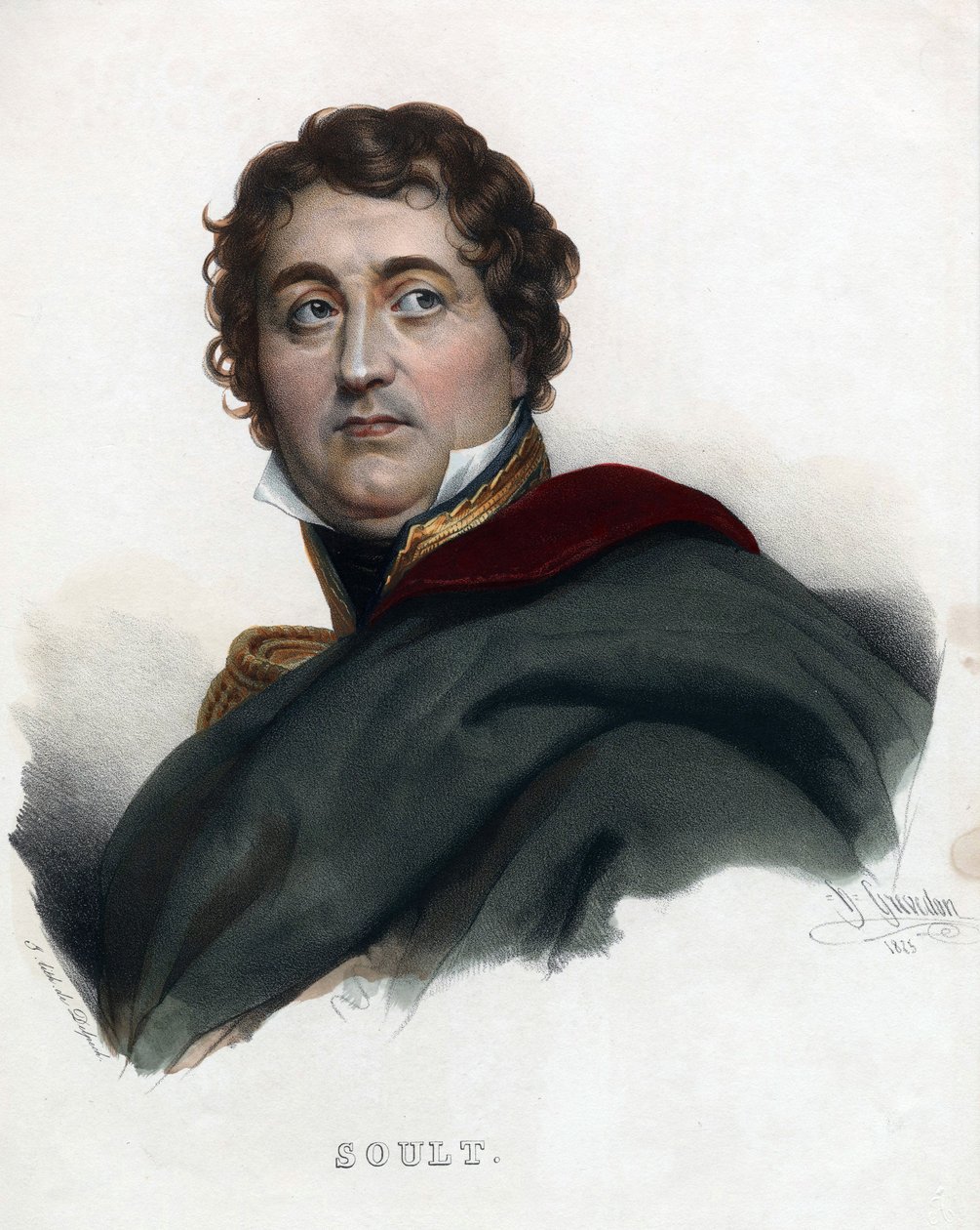 Generalmarskalk Nicolas Jean de Dieu (Jean-de-Dieu) Soult - Anonym - 1835 - Litografi, akvarell - 32x24 - Privat samling av Anonymous Anonymous