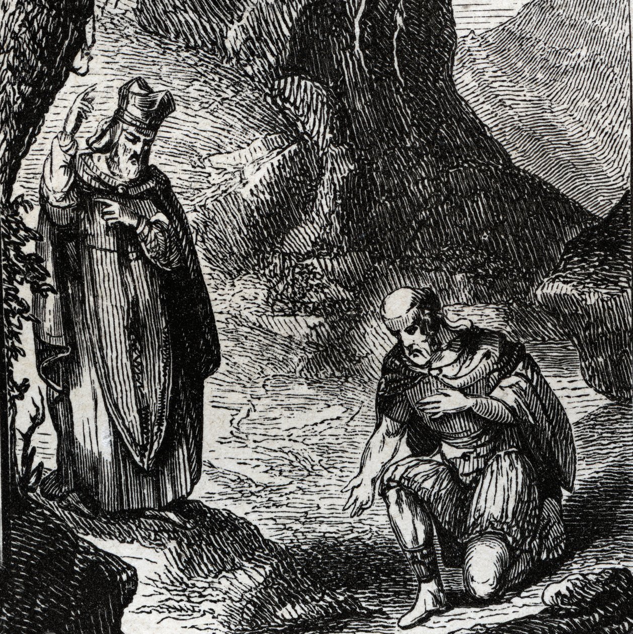 Martial de Limoges eller Saint Martial (3. århundre) konverterer lederen av det keltiske folket Lemovices - Gravering av 1846 i "" Lives of the saints""". Privat samling. av Anonymous Anonymous