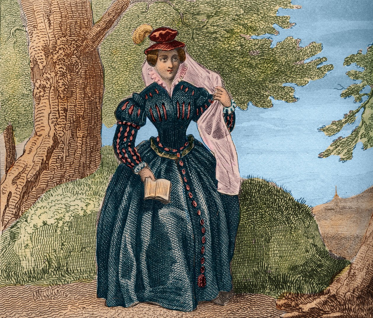 Mary Queen of Scots Dronning Marie Stuart (1542-1587) eller Marie Iere av Skottland. Gravering fra 1859 i “” Le Monde. Alle folkeslags historie fra de fjerneste tider til i dag». av M. E. de Lostalot-Bachoue (Lostalot Bachoue). Privat samling. av Anonymous Anonymous