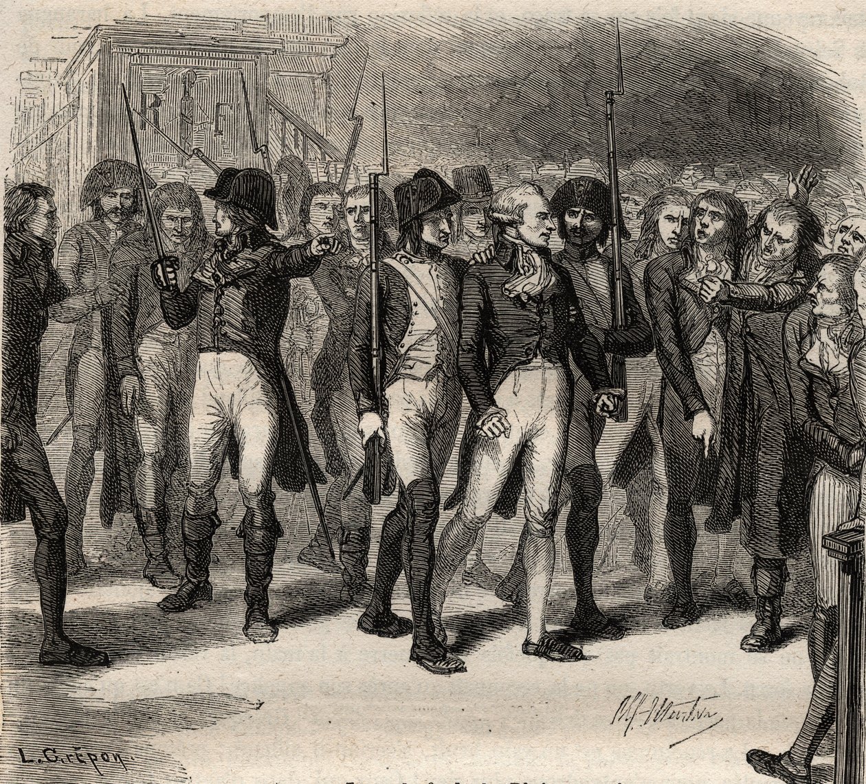Maximilien Robespierre og hans medtiltalte arrestert i konvensjonen i 1794 Privat lim av Anonymous Anonymous