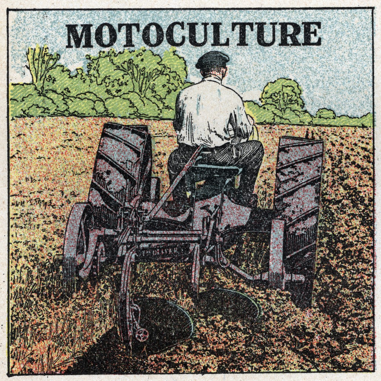 Mechanical traction: motorcycle culture. Anonymous illustration of 1925. Private collection. av Anonymous Anonymous