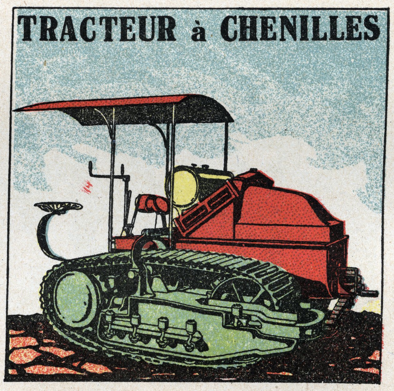 Mechanical traction: tracked tractor. Anonymous illustration of 1925. Private collection. av Anonymous Anonymous