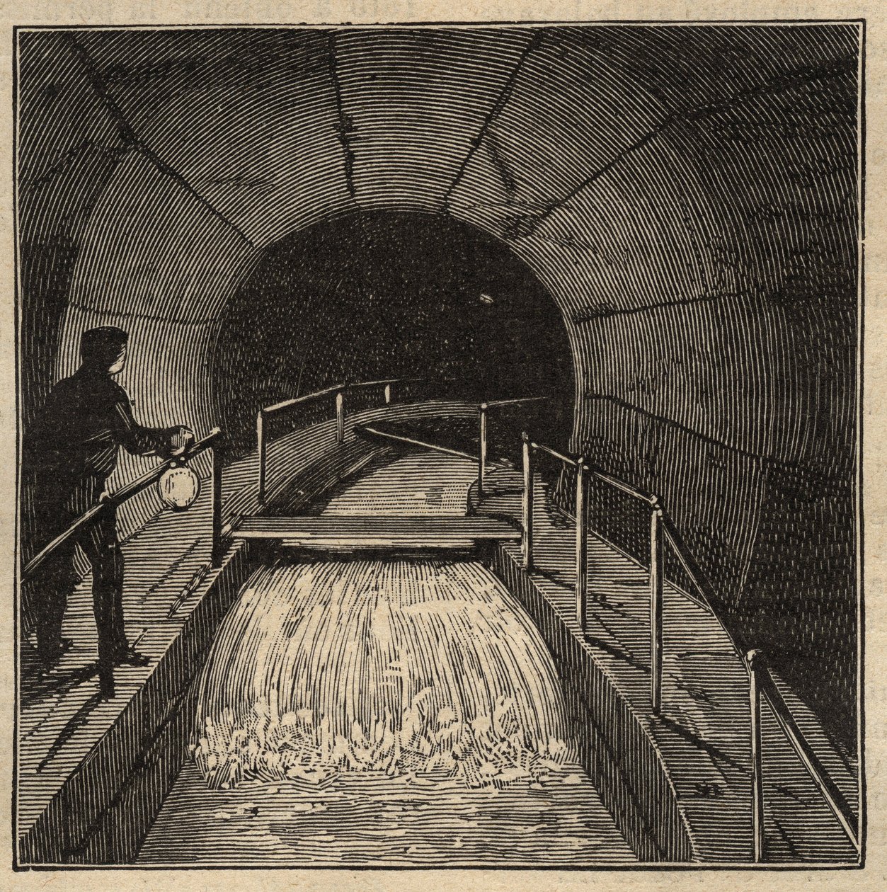 Menilamount Reservoir - Paris - 1890 - gravering 1890 av Anonymous Anonymous