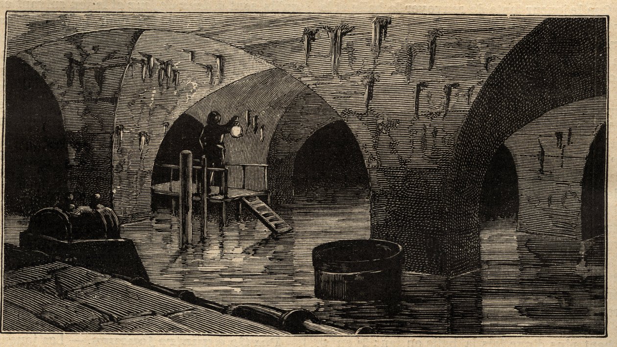 Menilamount Reservoir - Paris - 1890 - gravering 1890 av Anonymous Anonymous