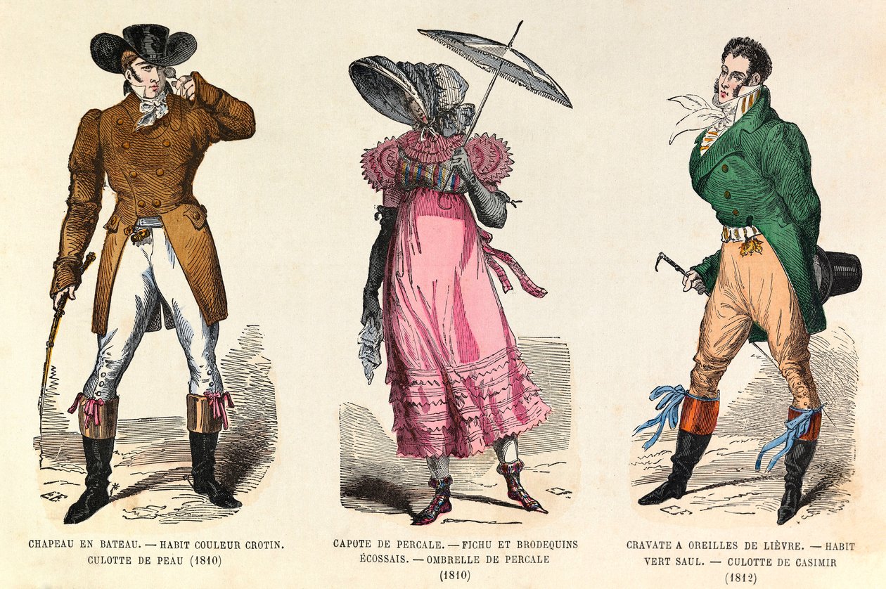 Herre- og damekostymer mellom 1810 og 1812 i Paris (keiser Napoleon I) - privat samling av Anonymous Anonymous