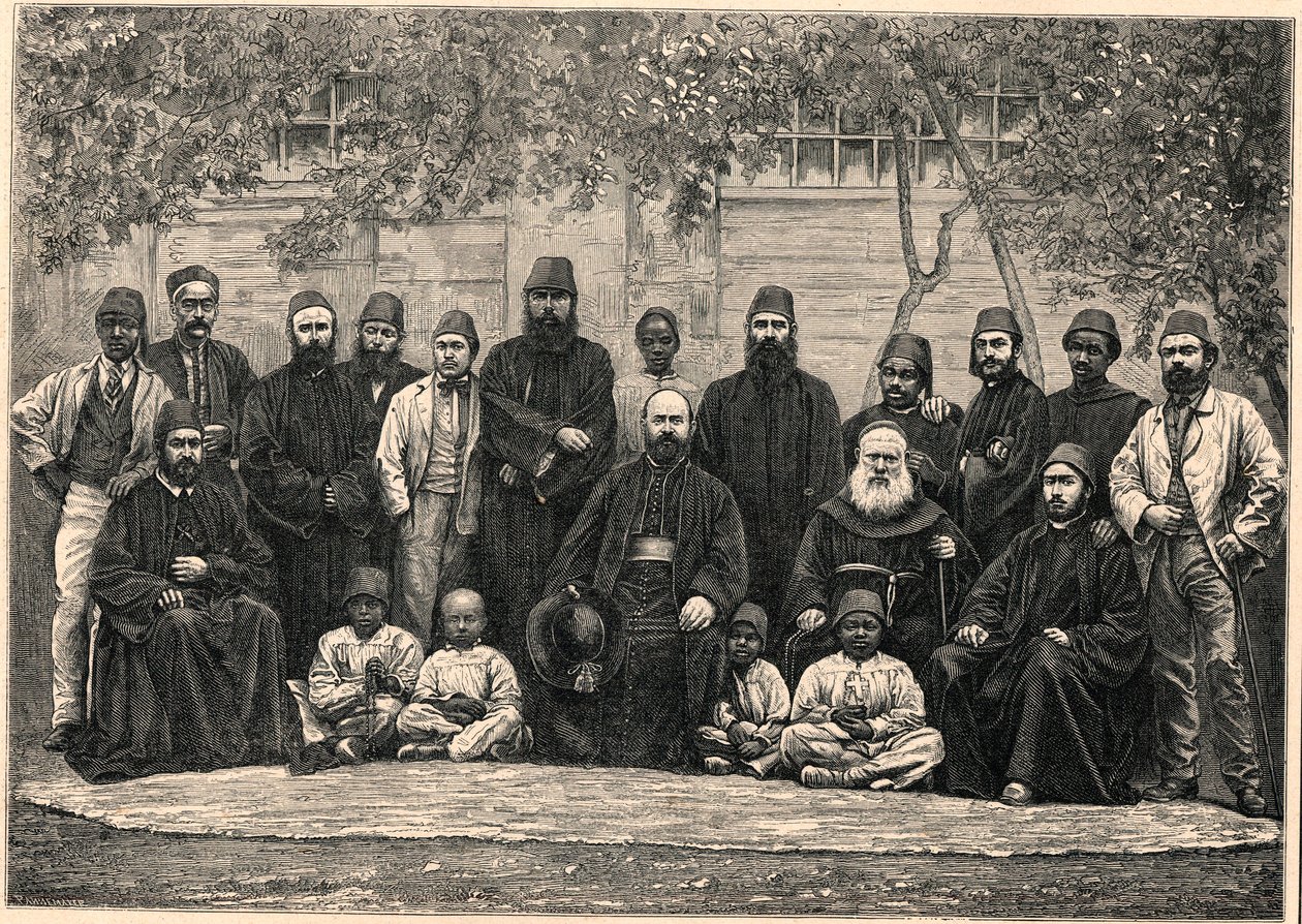 Monsignor Daniel Comboni (1831-1881) og misjonærene dro sammen med ham fra Kairo til Khartoum 26. januar av Anonymous Anonymous