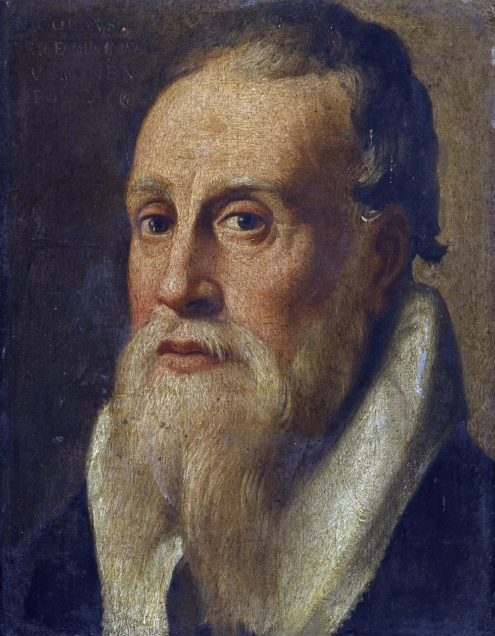 Nicolas de Verone (14eme siecle) - Portrett av poeten Nicolo da Verona par Anonymous, andre halvdel av 1500-tallet. - Olje på tre, 23,5x18,1 - Privat samling av Anonymous Anonymous