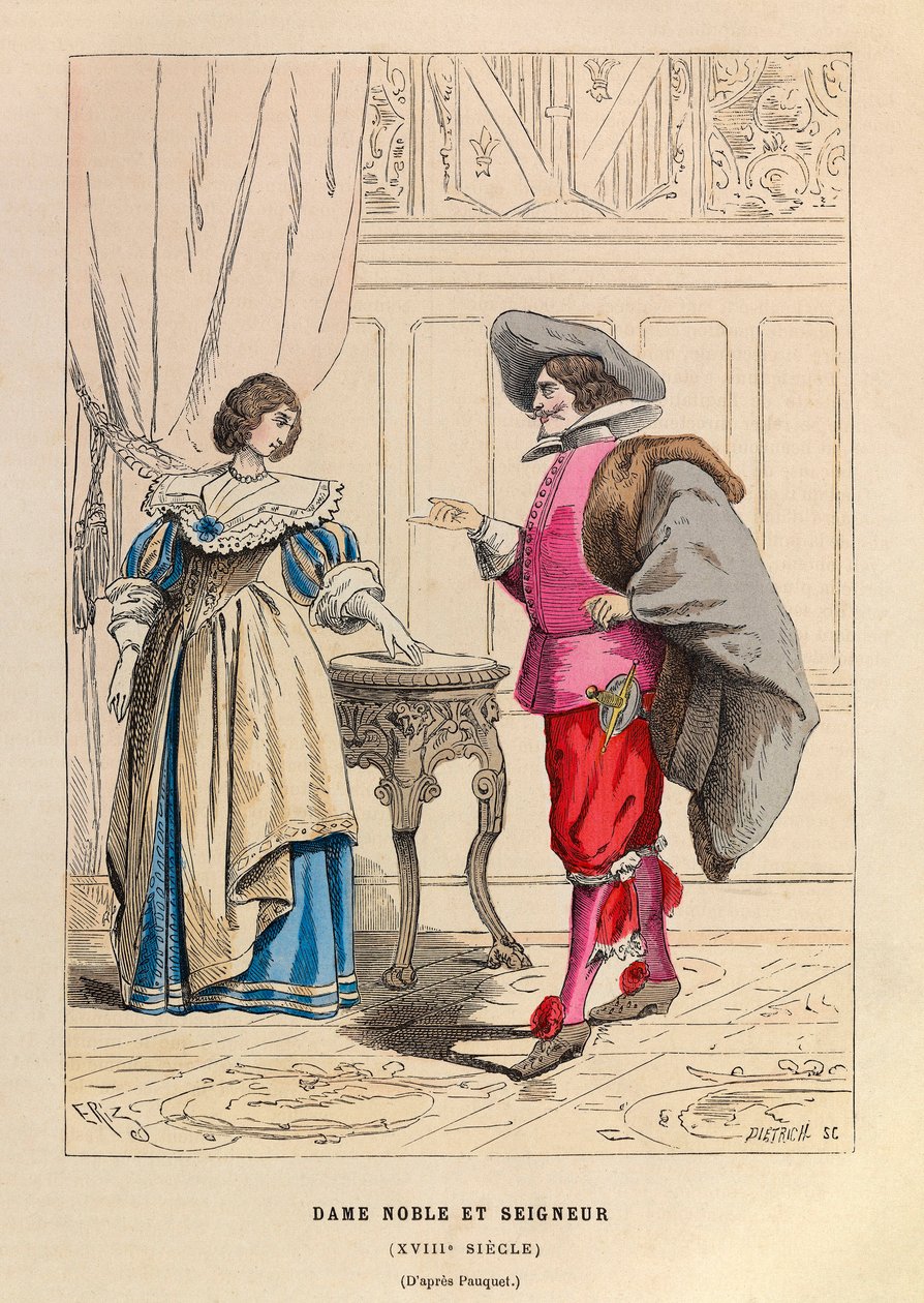 Adelsmann og adelsdame 1700-tallsdrakter - Adelsmann og adelsdame 1700-tallet - privat samling av Anonymous Anonymous