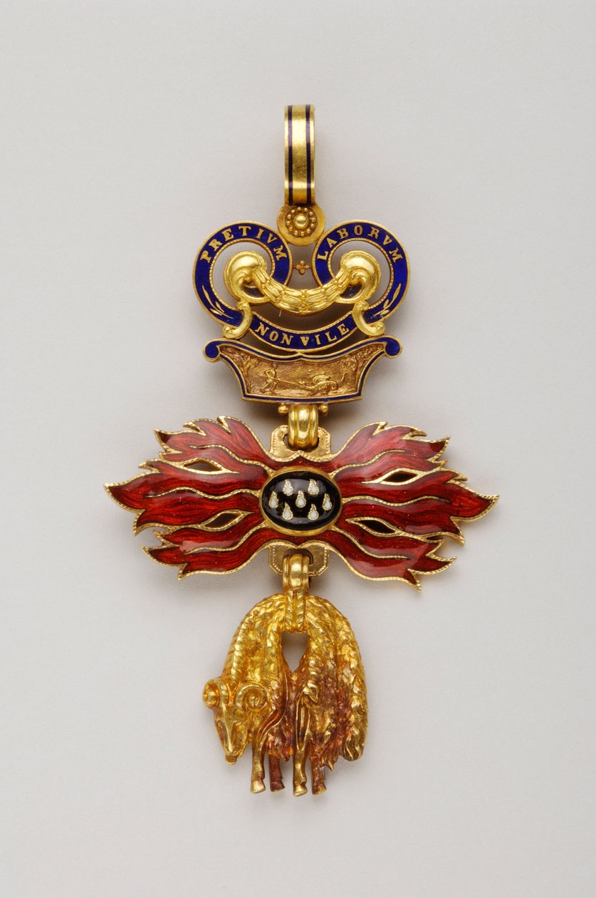 Order of the Golden Fleece: Østerriksk Golden Fleece - Redusert merke - 1850-1900 - Gull og emals - H 6,2 cm; B 4,1 cm; Vekt: 20 g - Privat samling av Anonymous Anonymous