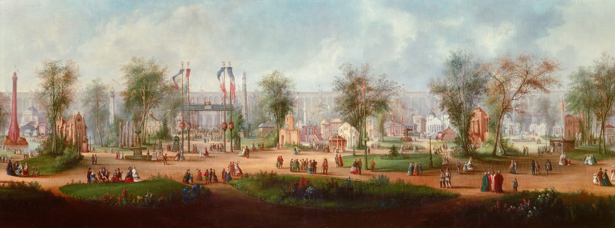 Panoramautsikt over verdensutstillingen i Paris fra 1867 Anonymt maleri. 1867 søn. 0,49x2,9 m Paris, Musee Carnavalet av Anonymous Anonymous