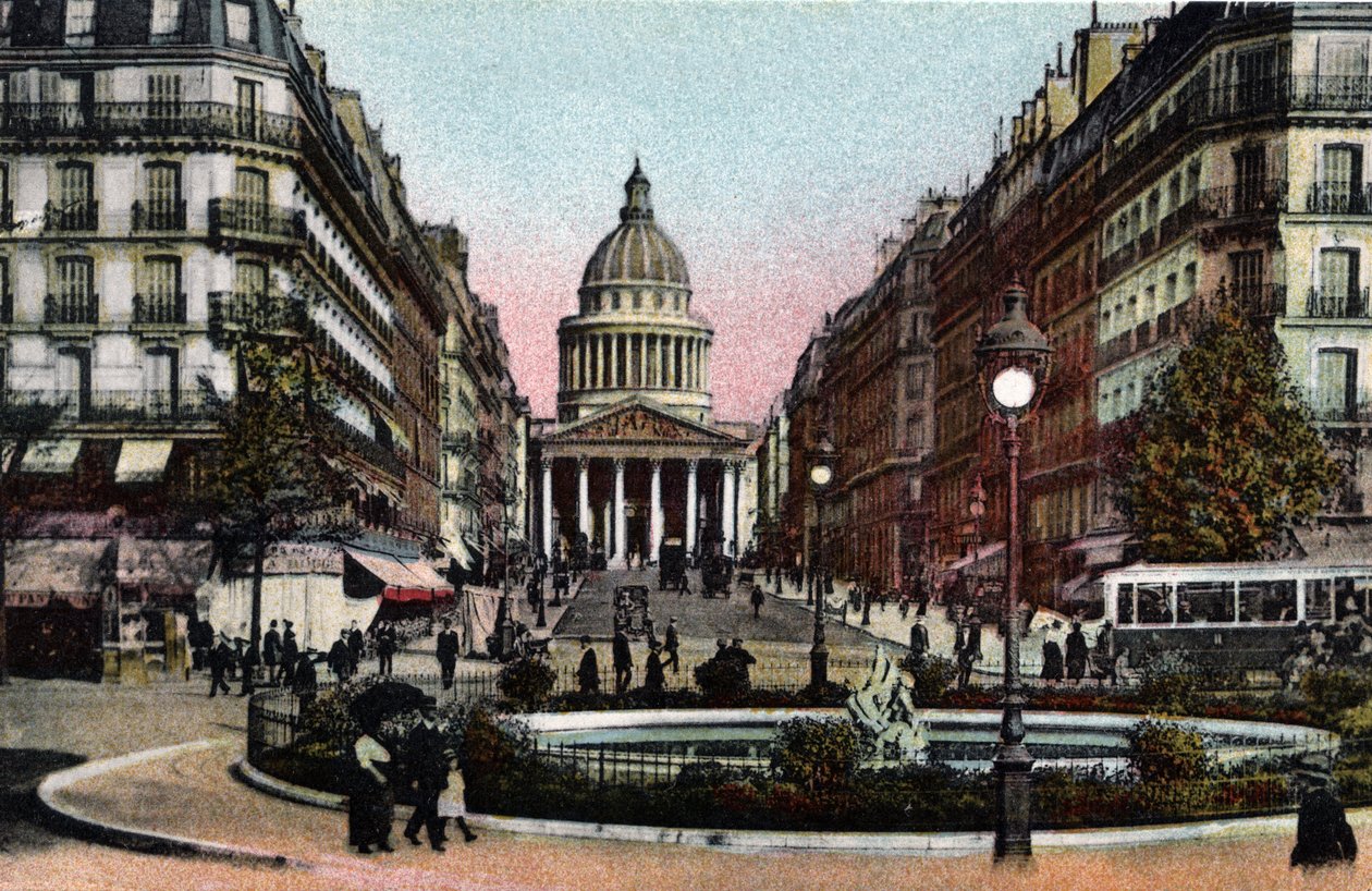 Paris: utsikt over rue Soufflot og Pantheon. Fotografi av 1920 i "" Artistic Album "" av byen Paris. Privat samling. av Anonymous Anonymous