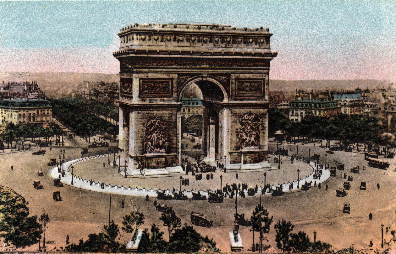 Paris: utsikt over Triumfbuen og graven til den ukjente soldaten på Place de l
