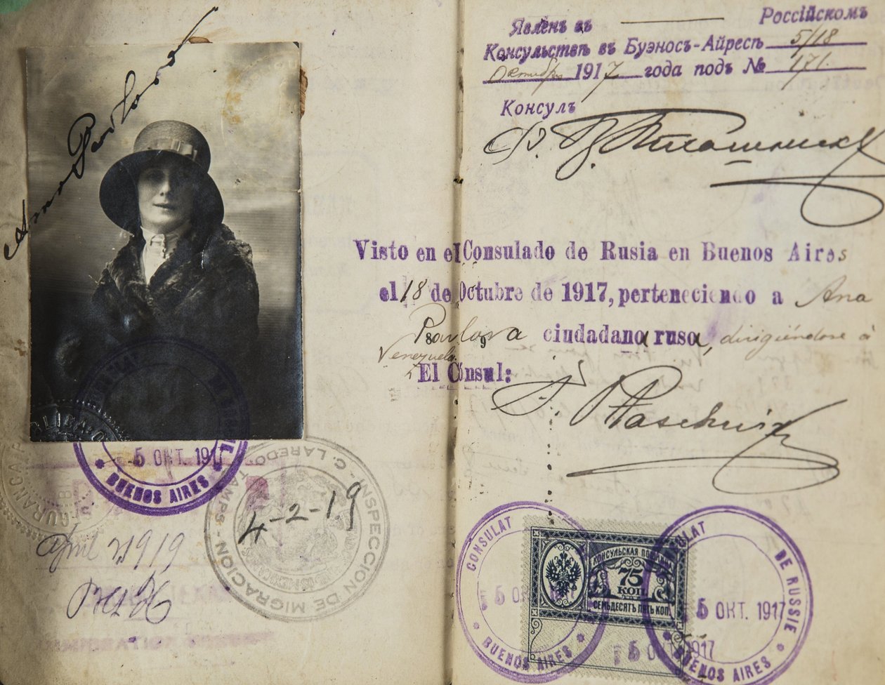 Pass til Anna Pavlova (1881-1931) av Anonymous, ca. 1920 - Fotografi - Privat samling av Anonymous Anonymous