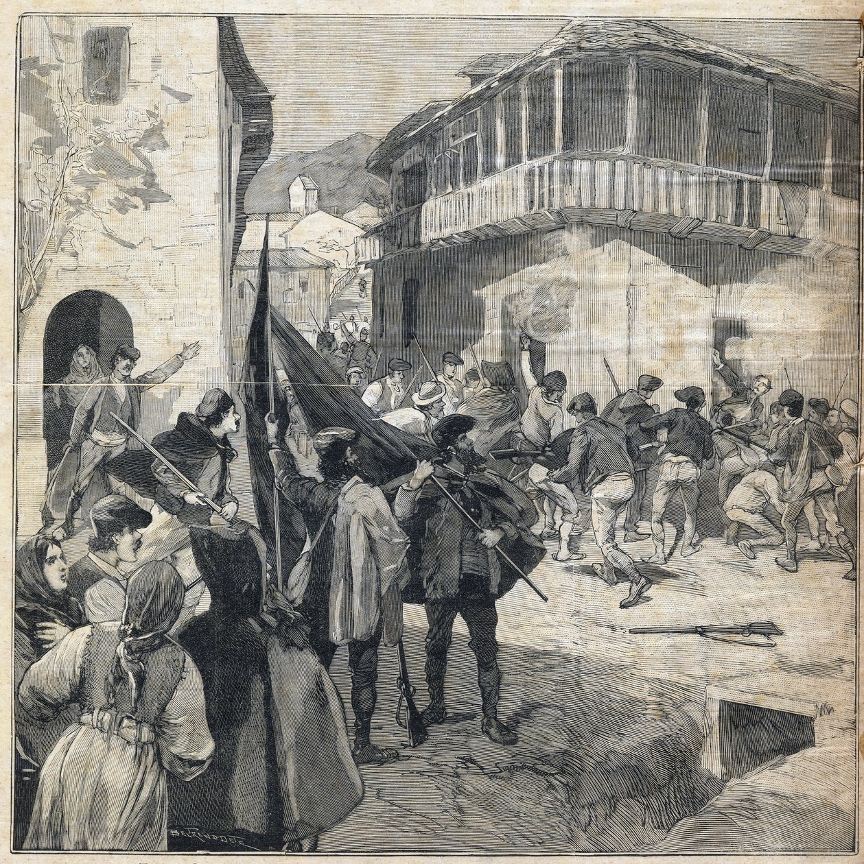 Bøndernes opprør på Sicilia. Gravering i "" Le Petit Parisien"" 31.12.1893. av Anonymous Anonymous