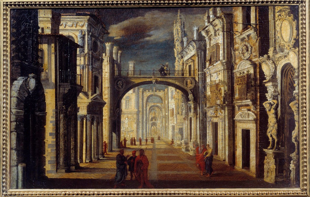 Perspektiv interiør Maleri av Francois de Nome (Monsu Desiderio) (1593-1644) 1600-tallet Søn. 0,51x0,81m Orleans, Musee des Beaux Arts av Anonymous Anonymous
